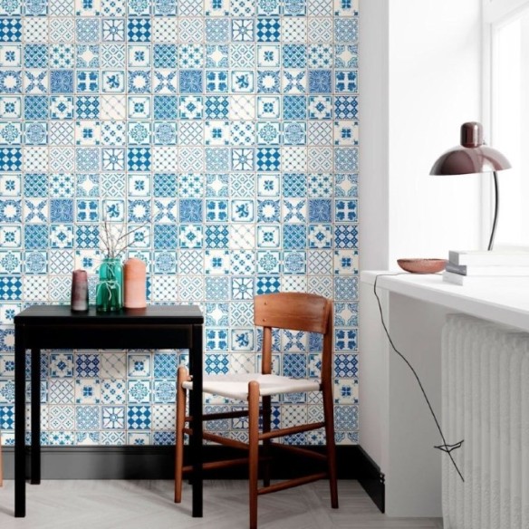 Papel de Parede Adesivo Azulejo Português Azul N012122