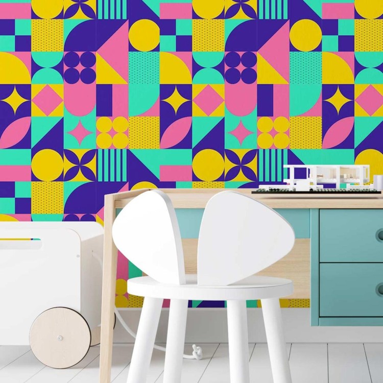Papel de Parede Adesivo Azulejo retrô colorido...
