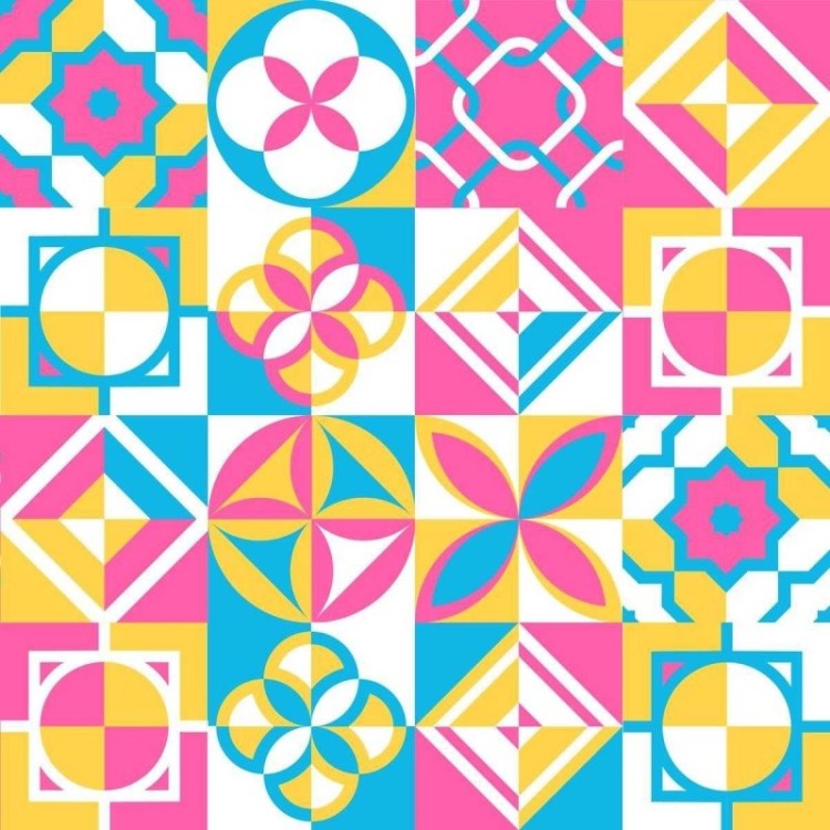 Papel de Parede Adesivo Azulejo Retrô Vibrante...
