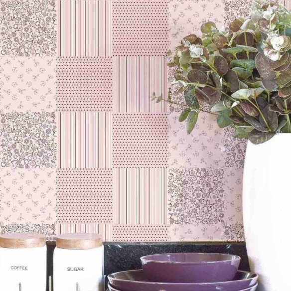 PAPEL DE PAREDE ADESIVO AZULEJO ROSA 161351972