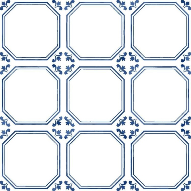 Papel de Parede Adesivo Azulejo Vintage Azul e...