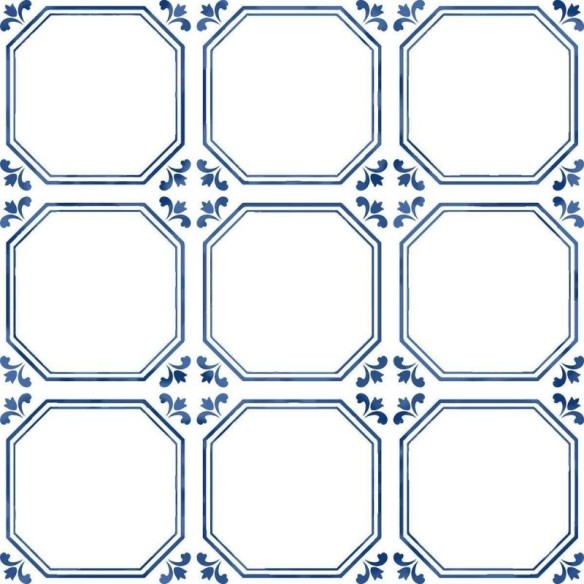 Papel de Parede Adesivo Azulejo Vintage Azul e Branco N05215