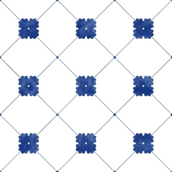 Papel de Parede Adesivo Azulejo Vintage Branco e Azul N05217