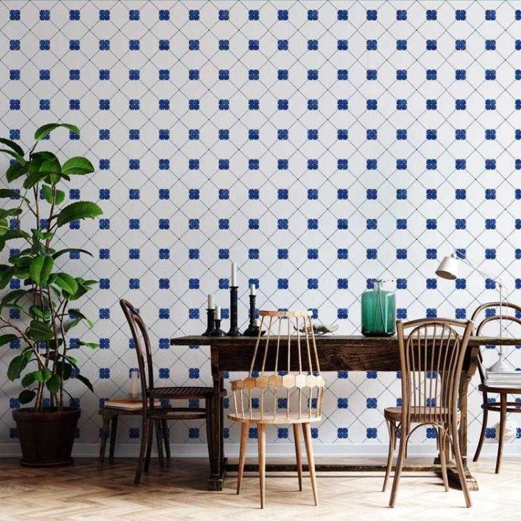 Papel de Parede Adesivo Azulejo Vintage Branco...