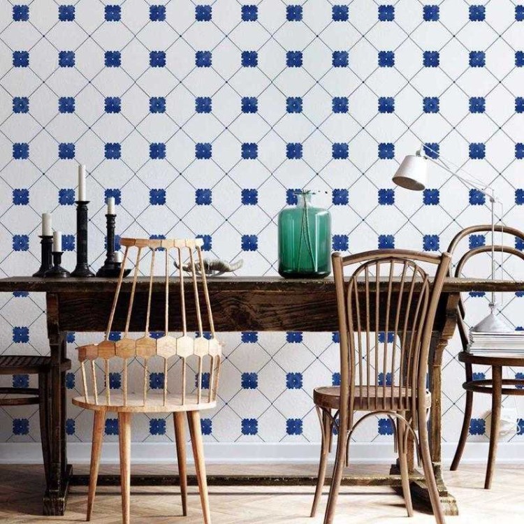 Papel de Parede Adesivo Azulejo Vintage Branco...