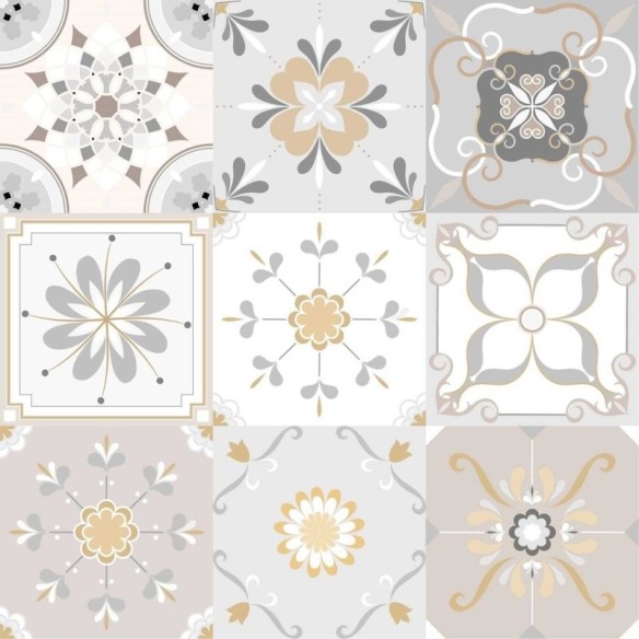 Papel de Parede Adesivo Azulejos cores neutras N03149
